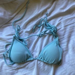 White Fox Boutique sky blue ribbed bikini set